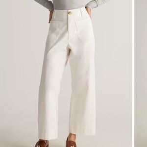 Quince White Organic Stretch Cotton Chino Cropped Wide Leg Pants